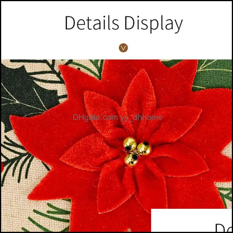 Mats & Pads Big Red Flower Placemat Christmas Family Dinner Table Decorations Tablecloth Dining Mat Navidad Decoraciones 2021 Z50