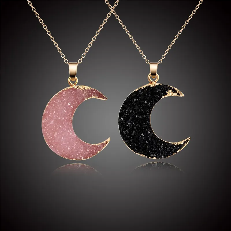 S2070 Fashion Jewelry Moon Pendant Necklace Resin Moons Sweater Necklaces