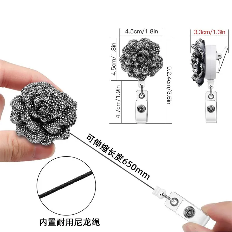 Wholesale Flower Shaped AB Rhinestone Retractable Floral Badge Reel With Alligator  Clip 24 Inch Cord ID Reel For School And Office LLF12603 From  Liangjingjing_no1, $0.94