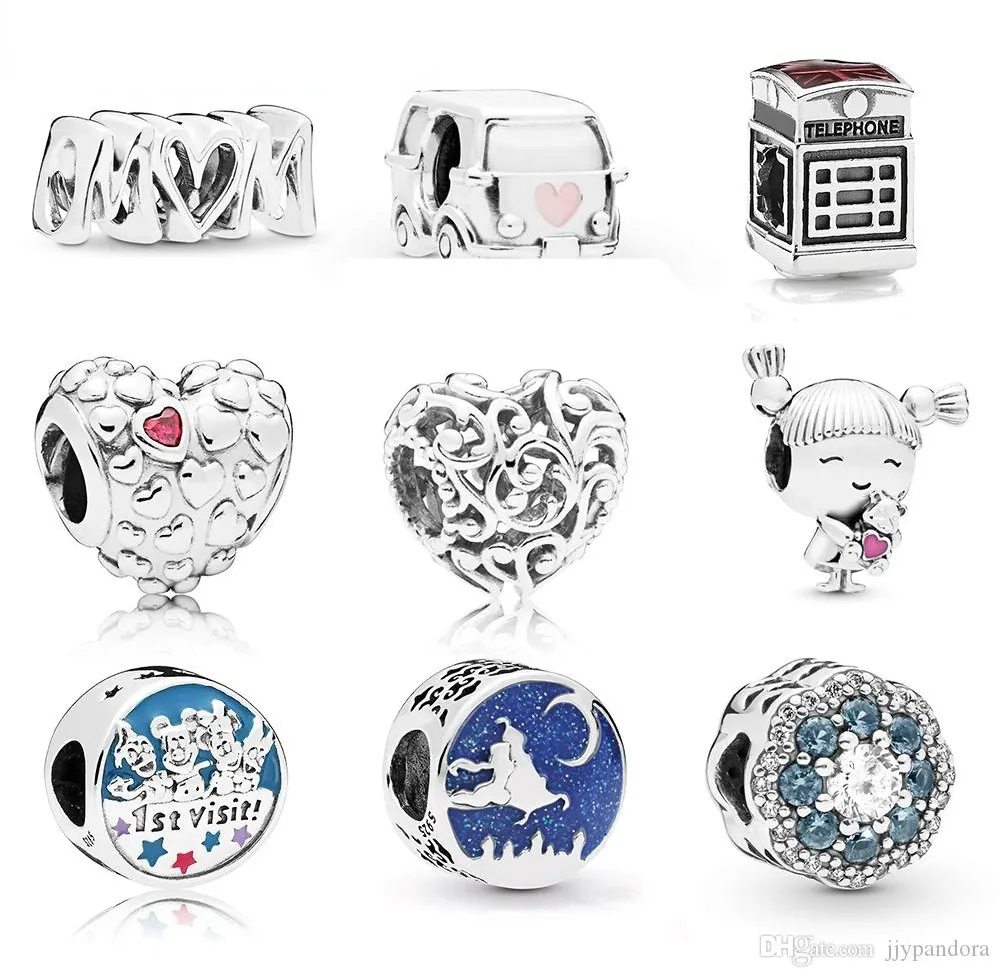 Oryginalne S925 Sterling Silver Fit Pandora Blue Style Koralik Miłość Serca Blue Turkusowy Kryszta Charm Dla Bransoletka Koraliki DIY Charms