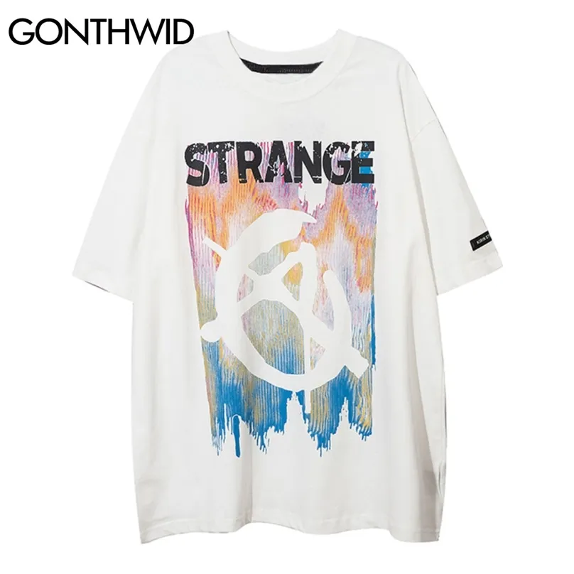T-shirts Streetwear Graffiti Anti-War Imprimer T-shirts à manches courtes Hip Hop Harajuku Tees Mode Casual Coton Tops amples 210602