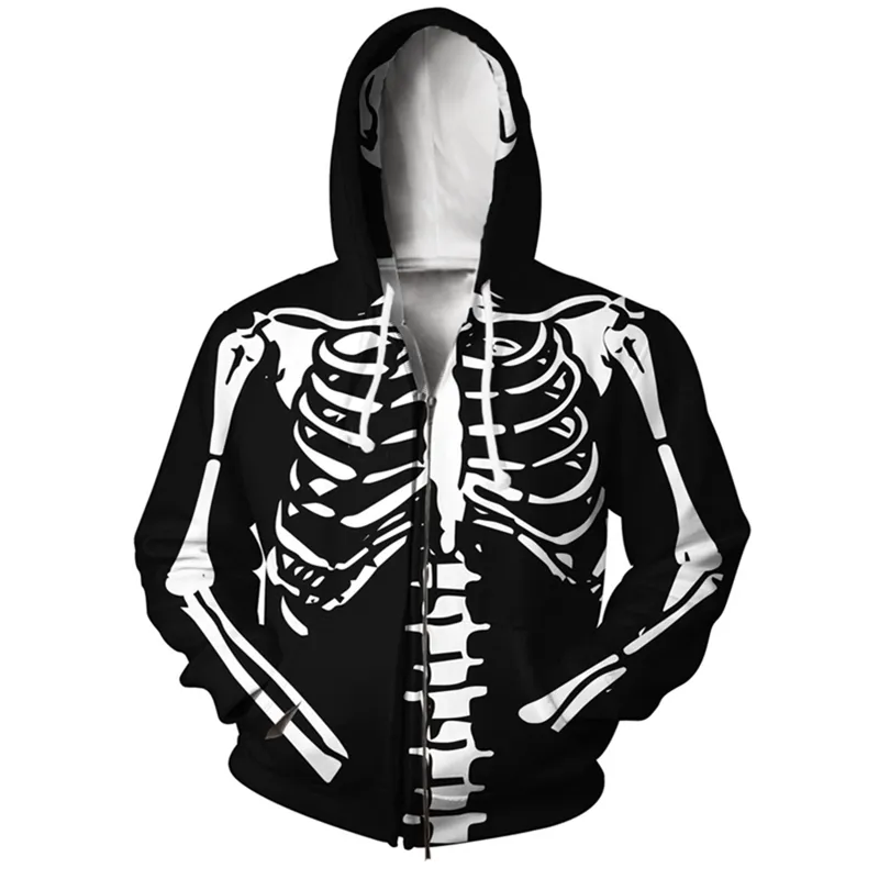 YX Girl Drop Skeleton Reißverschluss Hoodie Jacke Herren / Frauen Hoody Sweatshirt EUR XS-5XL Pullover Tops Hüfte 210819