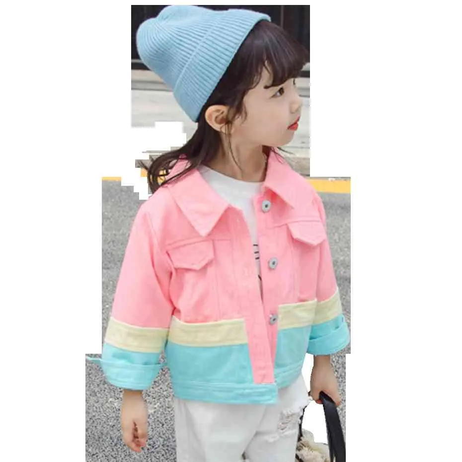 Детская пиджака пэтчворчатая девочка пальто верхняя одежда в одиночном грудном детском пиджаке одежда для девочек 210412