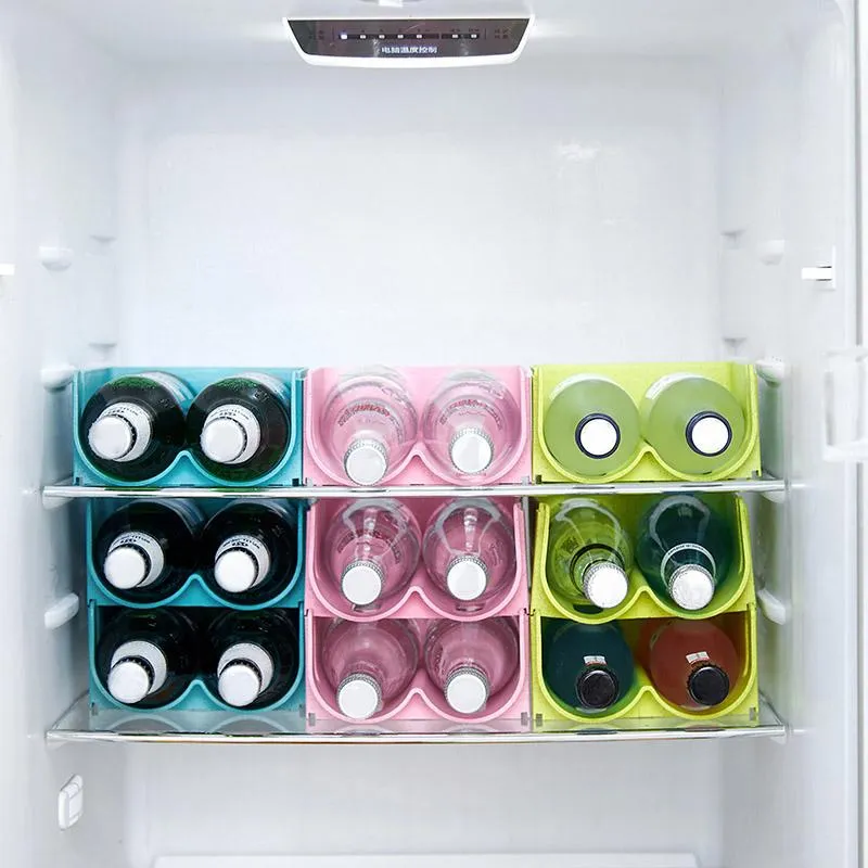Organisation de stockage de cuisine Bouteille d'eau en plastique autoportante Organisateur de casier à vin empilable pour comptoirs Garde-manger Réfrigérateur Xobw