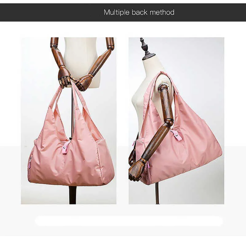 Nylon Women Men Travel Sports Gym Shoulder Bag Large Waterproof Nylon Handbags Black Pink Color Outdoor Sport Bags 2019 New (3)