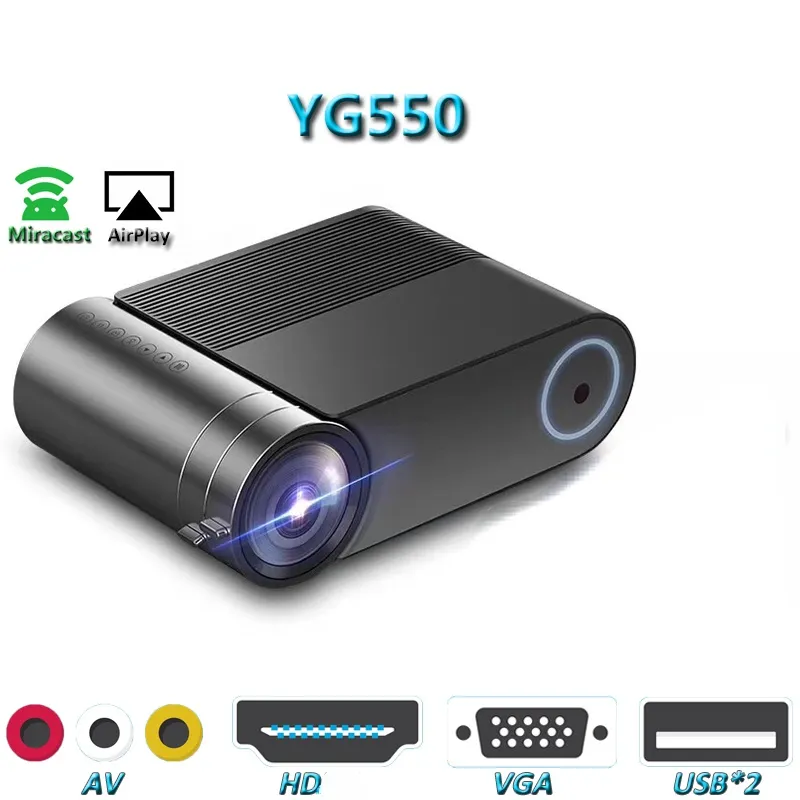 YG550 1080P LED プロジェクター WiFi マルチスクリーンホームシアタービーマーフル HD プロジェクター 2400 ルーメン同期スクリーンオプション