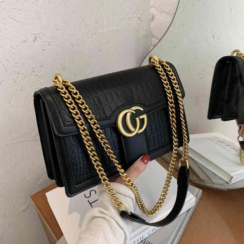 74% OFF bag Designer bags Outlet Store Women's new fashion alligator chain shoulder Korean women's messenger Pu small square bagB2DV