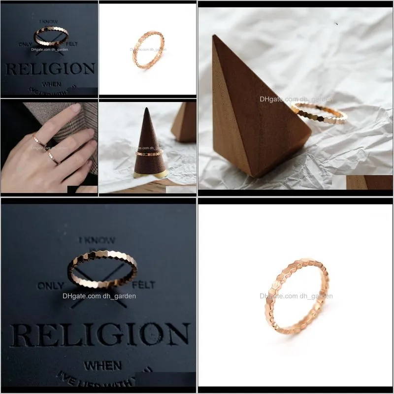 18kgp rose gold color titanium steel hive rings fashion 316l stainless steel jewelry for female lady (kgr006)1