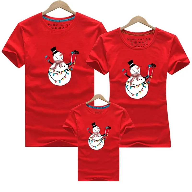 Year Dad Mom Baby Christmas Snowman Clothing Family Matching Outfits Clothes Mother Daughter Father Son Mommy and Me Shirt 210417