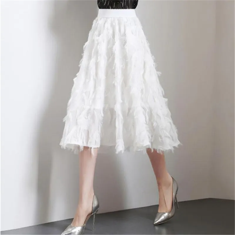 White feather midi skirt hotsell