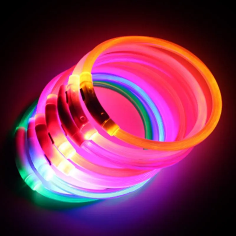 Hundhalsband koppel Husdjur Lysande Uppladdningsbart Blinkande Natthalsband koppel LED-ljus USB Laddning Hundar Glödande Teddyblixt Husdjursprodukter