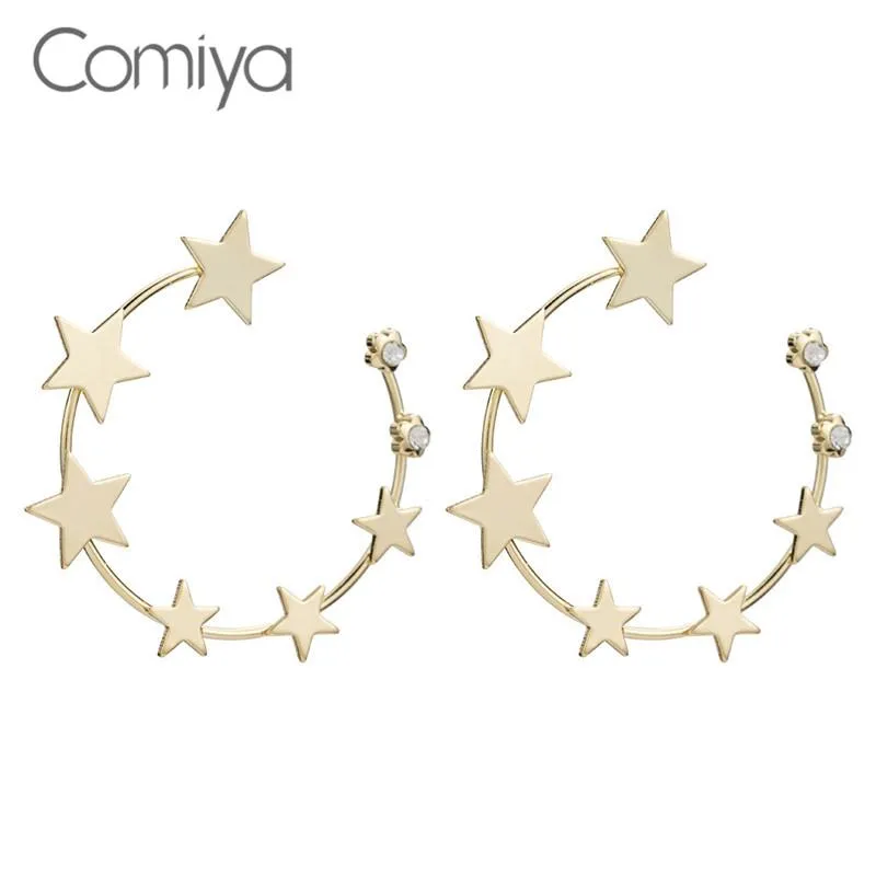 stud comiya feminino boucle d'Oreille Femme Gold Color Fashion Crystal Mosaic Star Starm