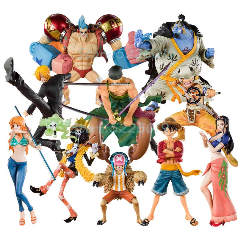 Anime One Piece 20e anniversaire Edition Luffy Figure Zoro Sanji Nami Chopper Nico Robin BROOK PVC Action Figure Modèle Poupée Jouets X0526