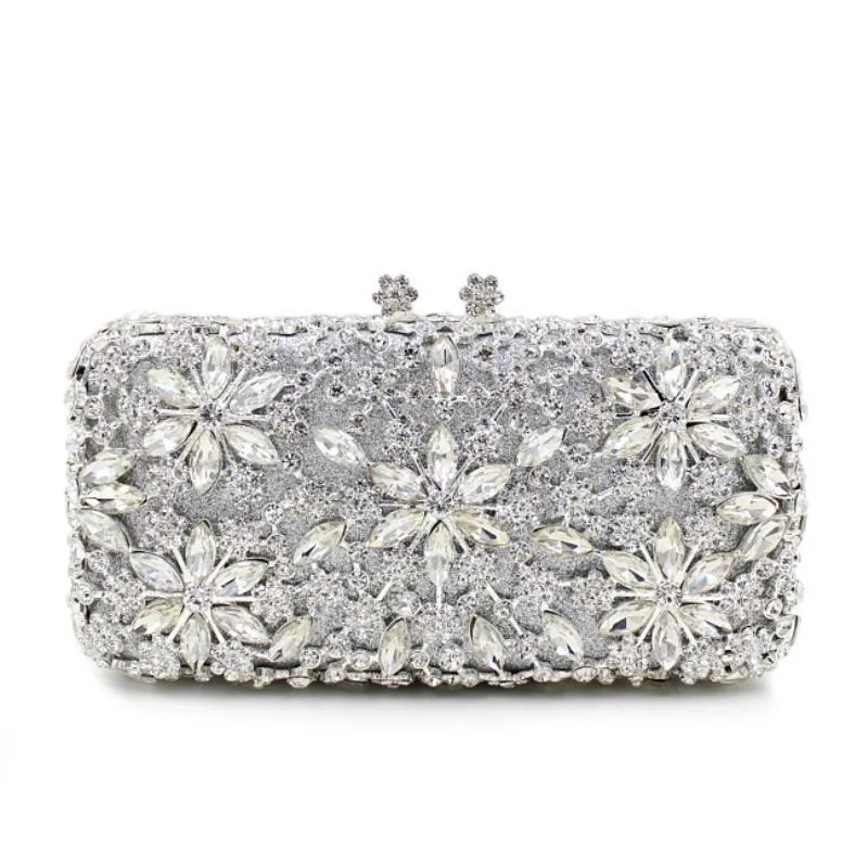 Moda Diamante Mulheres Saco De Noite Luxo Cristal Nupcial Partido De Casamento Caixa De Metal Bolsa Embreagens Com Chain Bags