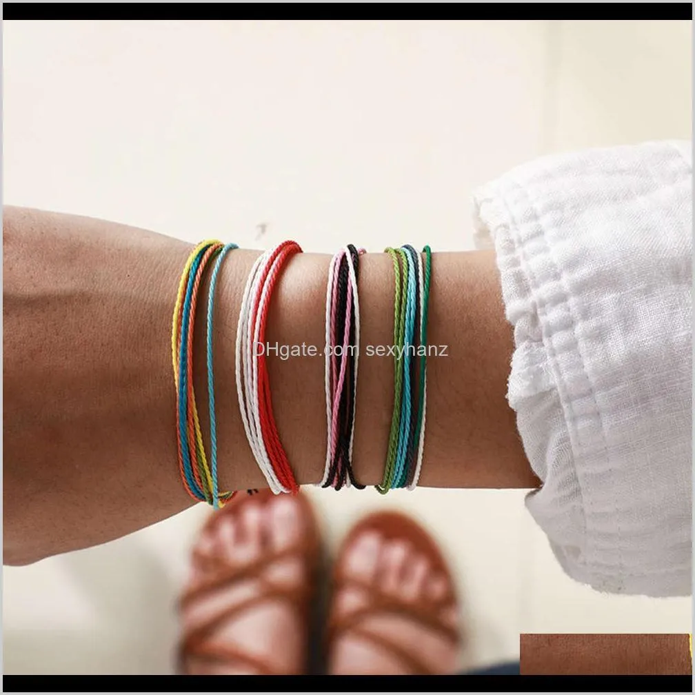 jewelry bohemian style multicolor cord braided bracelet four piece set