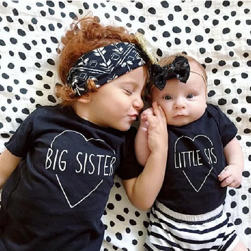 Big Sister Baby Girl's T-shirts Coton Tee-shirts pour nourrissons Chemise d'été à manches en bas âge Tops Vêtements de bébé Fille T-shirt Enfants Tenues 210413