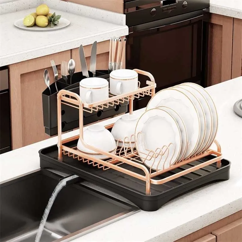 Double Layer Dish Drying Rack Kitchen Dish Storage Racks Simple