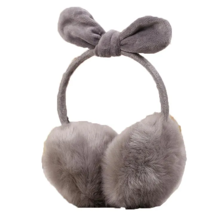 Faux Kürk Bunny Earmuffs Aksesuarları Kış Sıcak Peluş Kabarık Açık Bowtie Bandı Kulak Isıtıcıları Kadınlar Çocuklar Için Ayarlanabilir