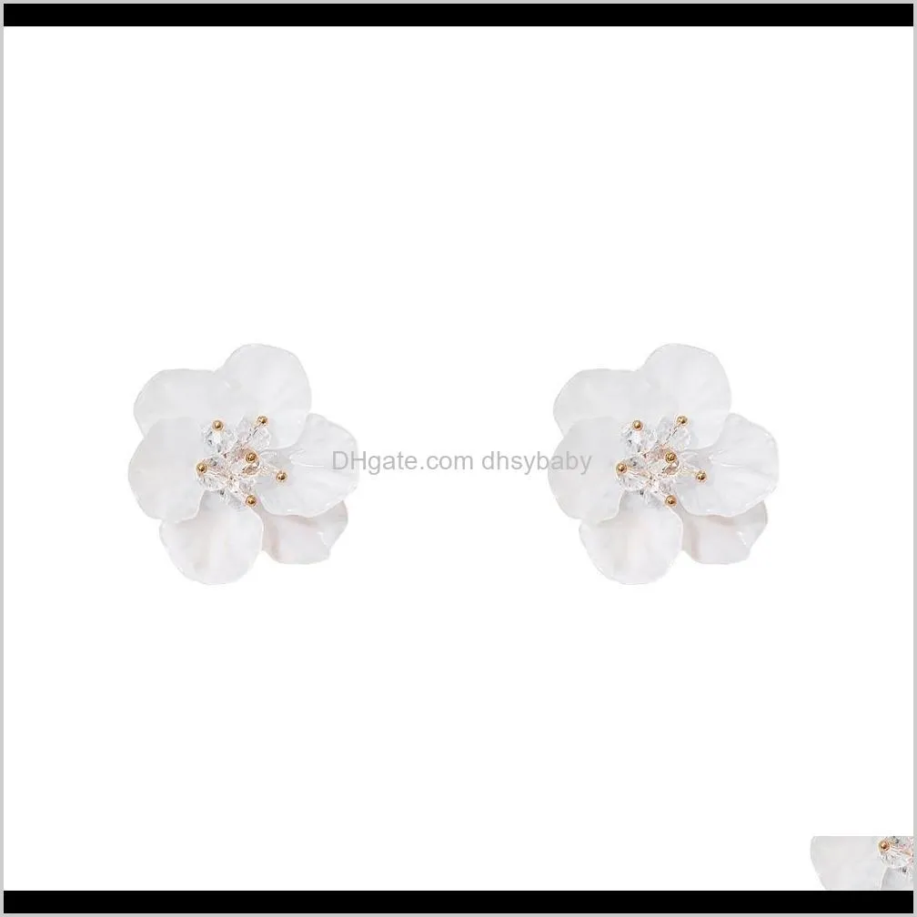 korean white hyperbole flower earrings for women 2020 new cute sweet acrylic big irregular floral earrings trendy jewelry