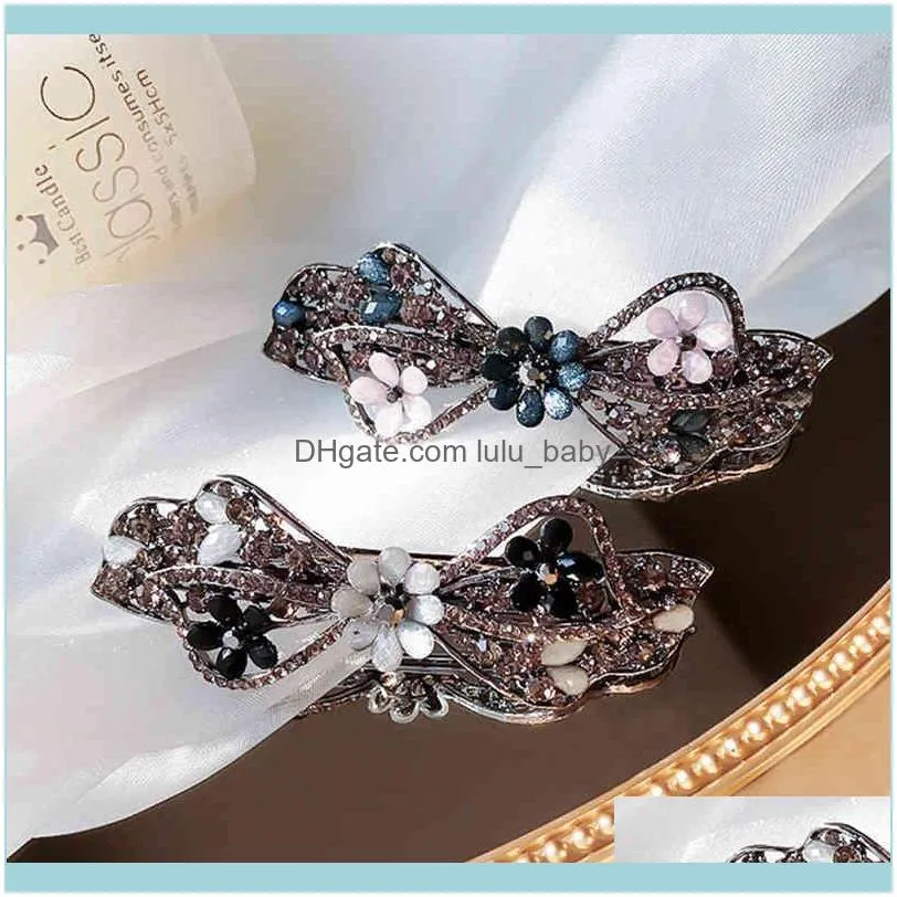 Clips Retro Simple Black Crystal Spring pin Fashion Geometric Hair Accessories for Women Jewelry Whole