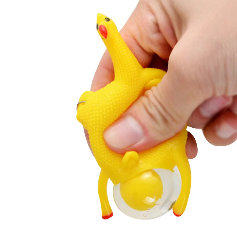 Funny Gadgets Party Prank Joke Toys Anti Stress Squeeze Chicken Egg Laying Hens Stress Relief Keychain Tricky Toy 920 V2