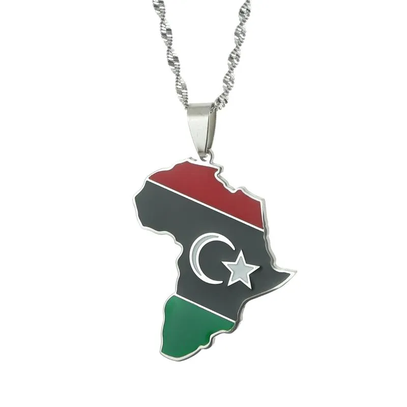 Цепи Серебряные Ливии Эритрея Флаг Ожерелья Кулон Женщины Мужчины Девушки Золотой Цвет Мода Ювелирные Изделия
