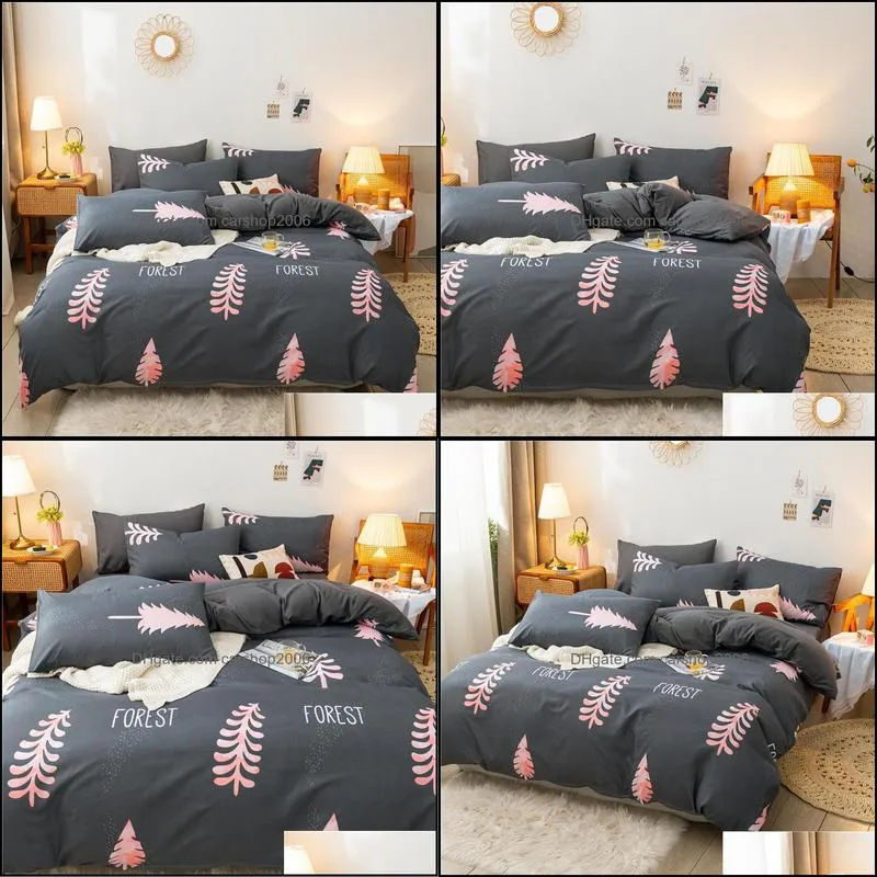 Bedding Sets Bloom Cotton Printed Pillowcase Quilt Cover Bed Sheet Queen Size King Four-Piece Set