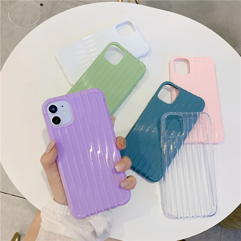 Candy Cor Macio TPU Mala Casos para iPhone 12 11 Pro Max XS XR 7 8 Plus Captura traseira à prova de choque