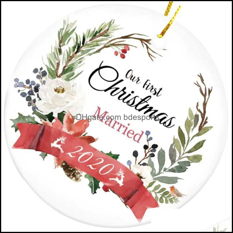 Świąteczne Dekoracje Świąteczne Party Dostawy Dom Ogród 1 PC Ceramiczny Wiszący Ornament Xmas Dekoracji Dekoracji Ślub Tag Drop Dostawa 2021