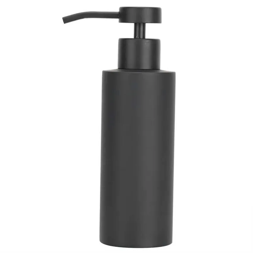 ブラックキッチン石鹸ディスペンサーステンレス鋼の浴室手動プレス容器家庭用品耐久性と信頼性211206