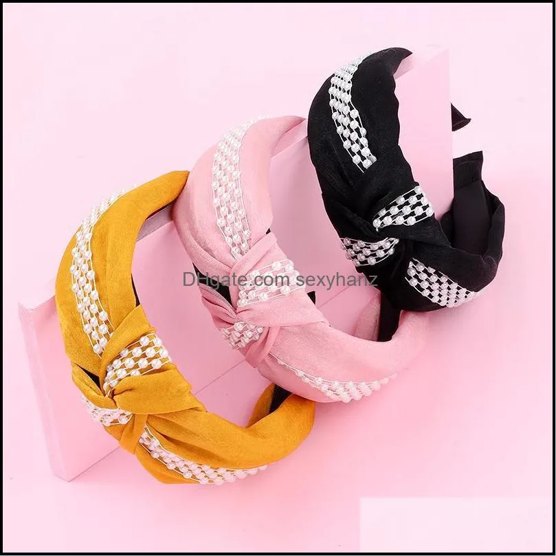 Hair Clips & Barrettes Fashion Pearls Headbands For Women Designer Fabric Cross Knotted Bowknot Head Hoop Band Girl Pearl Headband Kid