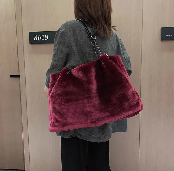 Evening Bags Autumn/Winter Plush Large Capacity 2022 Women's Bag Shoulder Fashion Chain Portable