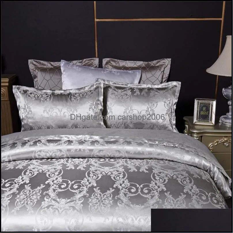 Luxury Bedding Set Claroom Jacquard Duvet Cover Silk Bed Linens King Queen High Quality Comforter Cover