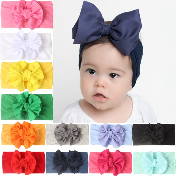 Accesorios de bandas para el cabello para bebés, diademas con lazo para niñas pequeñas, turbante de nailon para bebés M3863