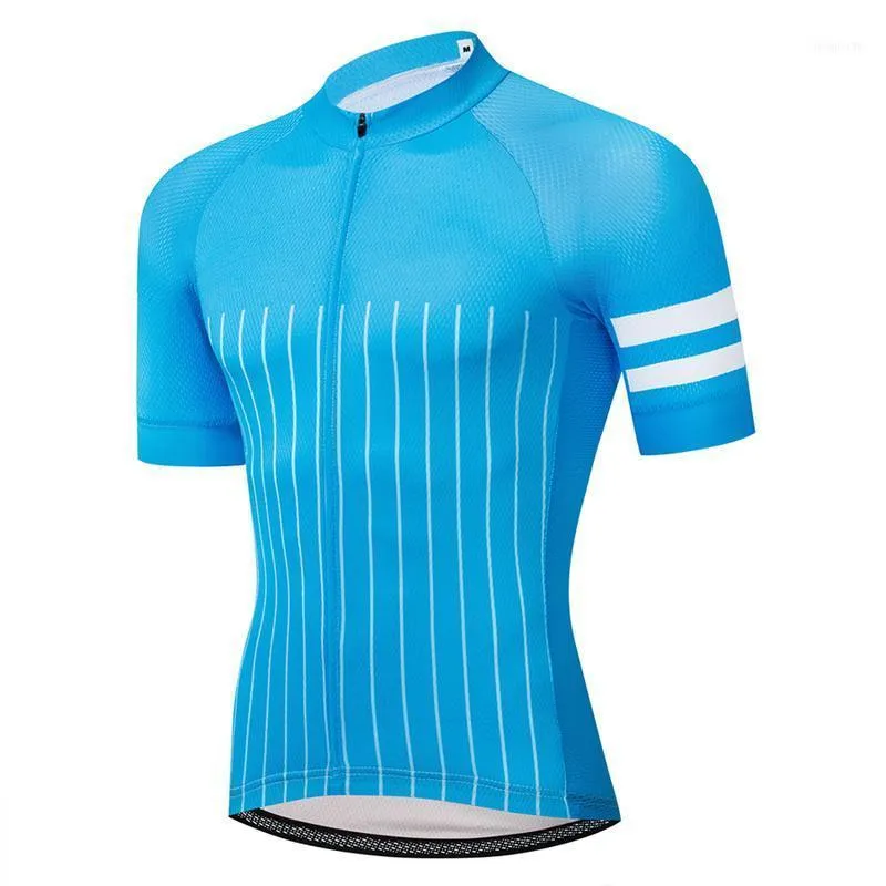 Racing Jackets Reflective Cycling Jersey Quick Dry Bike Clothing Bicycle Clothes MTB Men Light Blue Short Sleeves Shirt Downhill