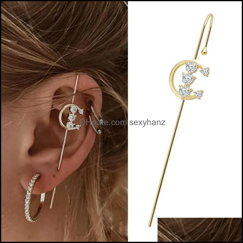 Stud 1Pc Ear Wrap Crawler Hook Earrings Multiple Styles Geometric Piercing Earring Street Hip Hop Jewelry