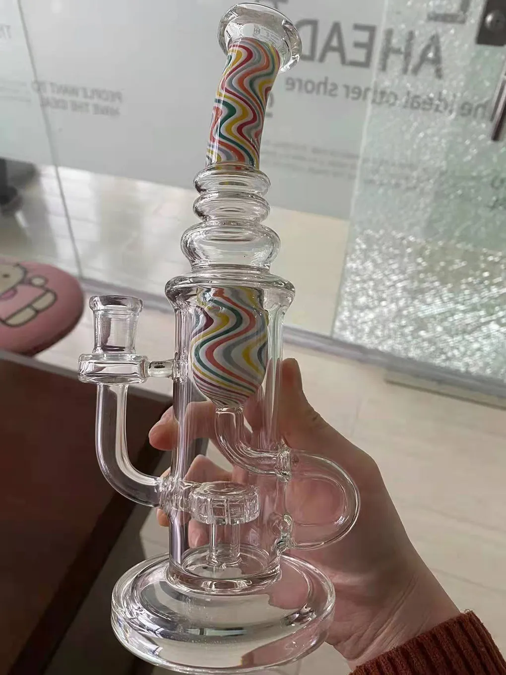 Neue Ölplattformen Glasbongs Shisha Großer Waben-Perc-Raucher-Bubbler mit 3-lagigem Filter Hochwertige Perkolator-Bongs