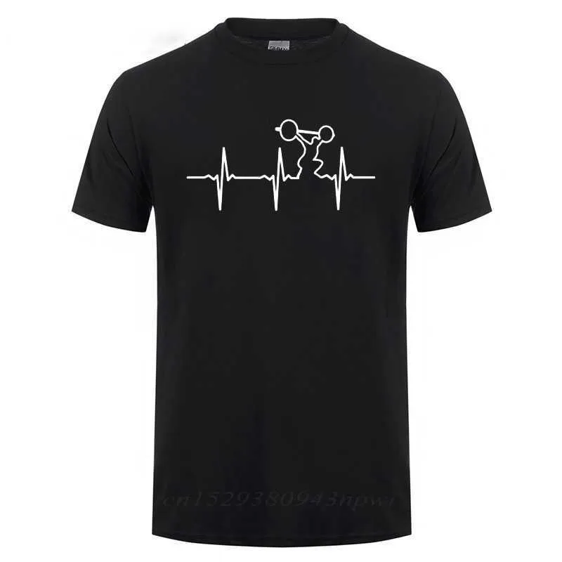 Heratbeat Of Weightlifter T Shirt Funny Birthday Gift For Men Dad Father Husband Gymer Fitness Bodybuilding Crossfit T-Shirt Top 210629