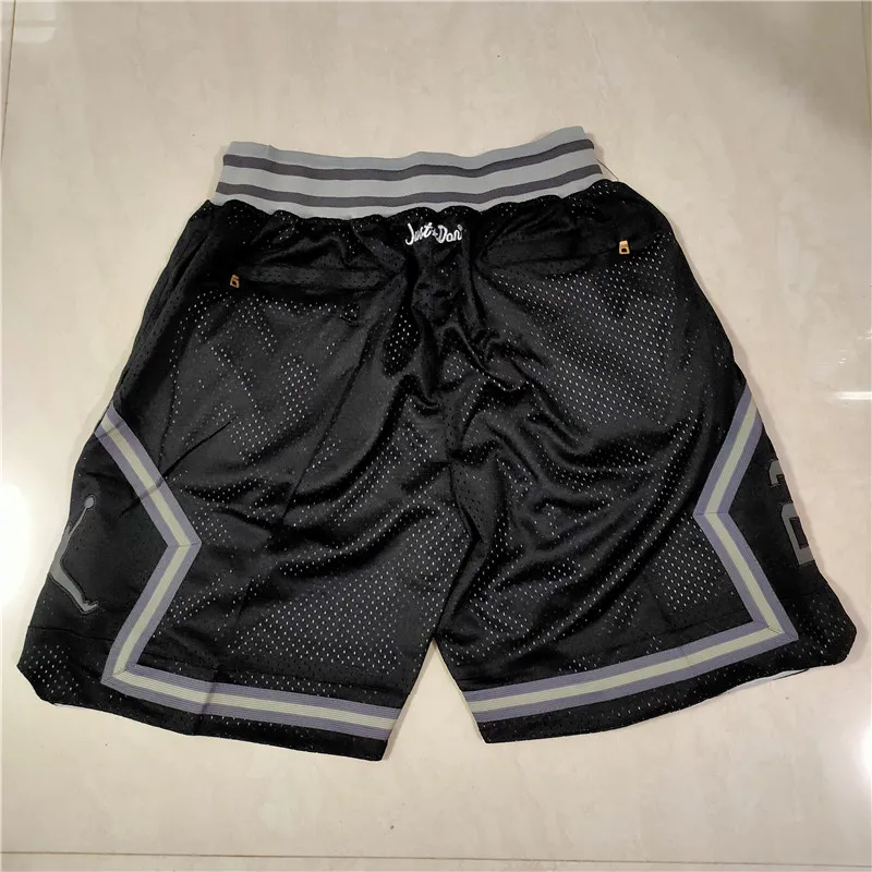 Short de basket-ball de l'équipe pour hommes Just Don 23, couleur noire, short de Sport de combat cousu, pantalon Hip Pop avec poche et fermeture éclair S179W