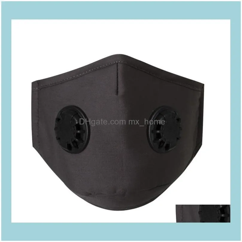 Face Masks With Double Breathing Valve Earloop Dustproof PM2.5 Mask Adjustable Reusable Anti-Dust Fog Designer Masks With 2 Filters