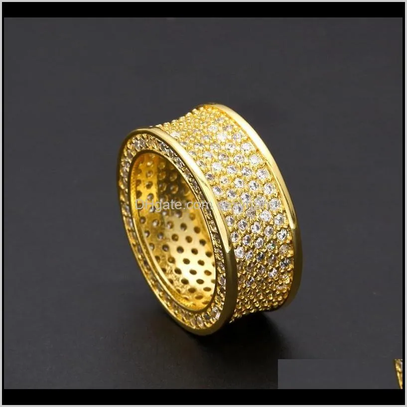 mens hip hop gold rings jewelry new fashion gemstone simulation diamond iced out rings for men