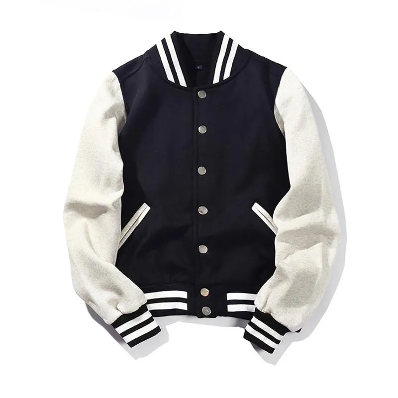 Unisex College Varsity Baseball Jackets Solid Color Fashion Letterman Outerwear For Couples Uniform Men's