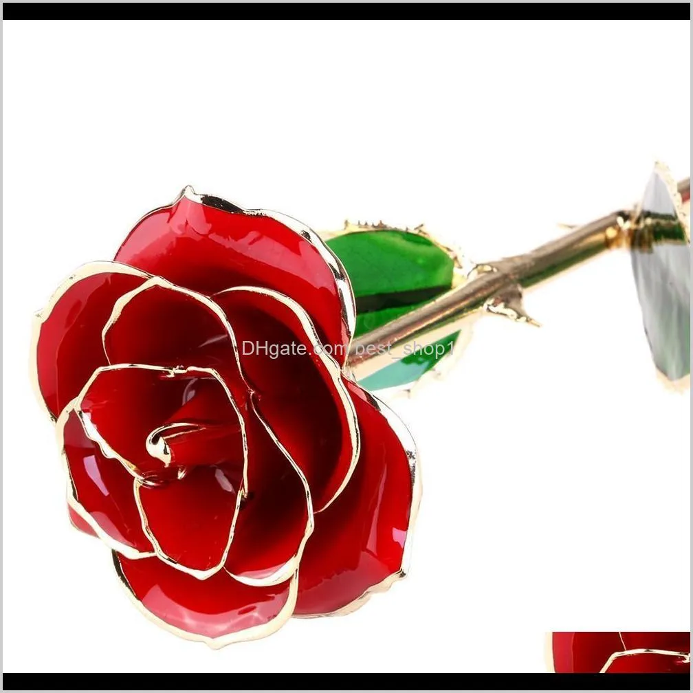 valentine`s 24k gold plated rose with packing box for birthday mother`s day anniversary gift t200103