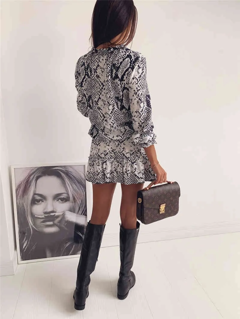 Elegant Snake Print Mini Dress For Women Casual 3 4 Sleeve Top With Sequin Drawstring Bag Loose Fit And Streetwear Style Perfect For Summer 210520 From Bai03 12.79 In Bulk DHgate.Com