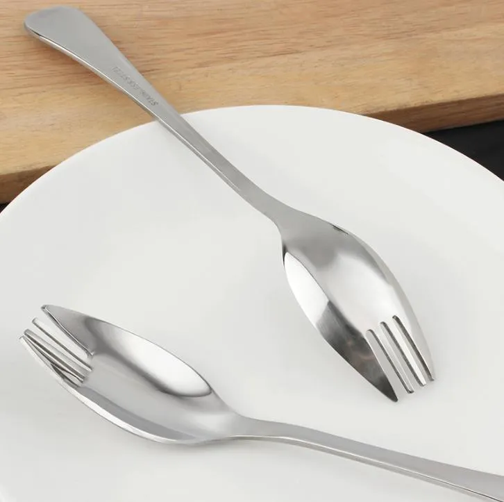 Stainless Steel Spork for Noodle Eating Multifuntional Salad Fork Dessert Fruit Spoon Kitchen Tableware SN4837