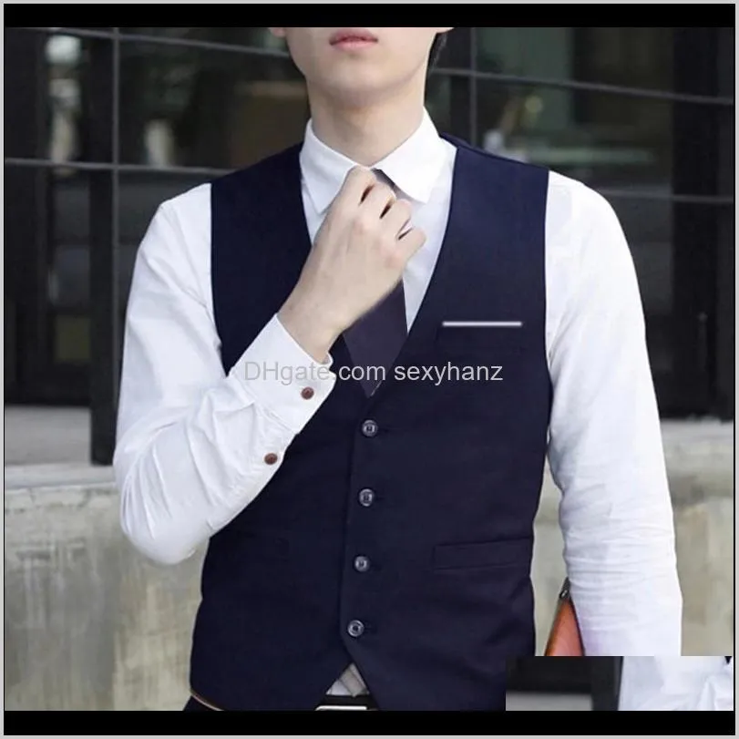 men`s formal classic business waistcoat slim fit tuxedo casual gilet new business v-neck suit vest for men