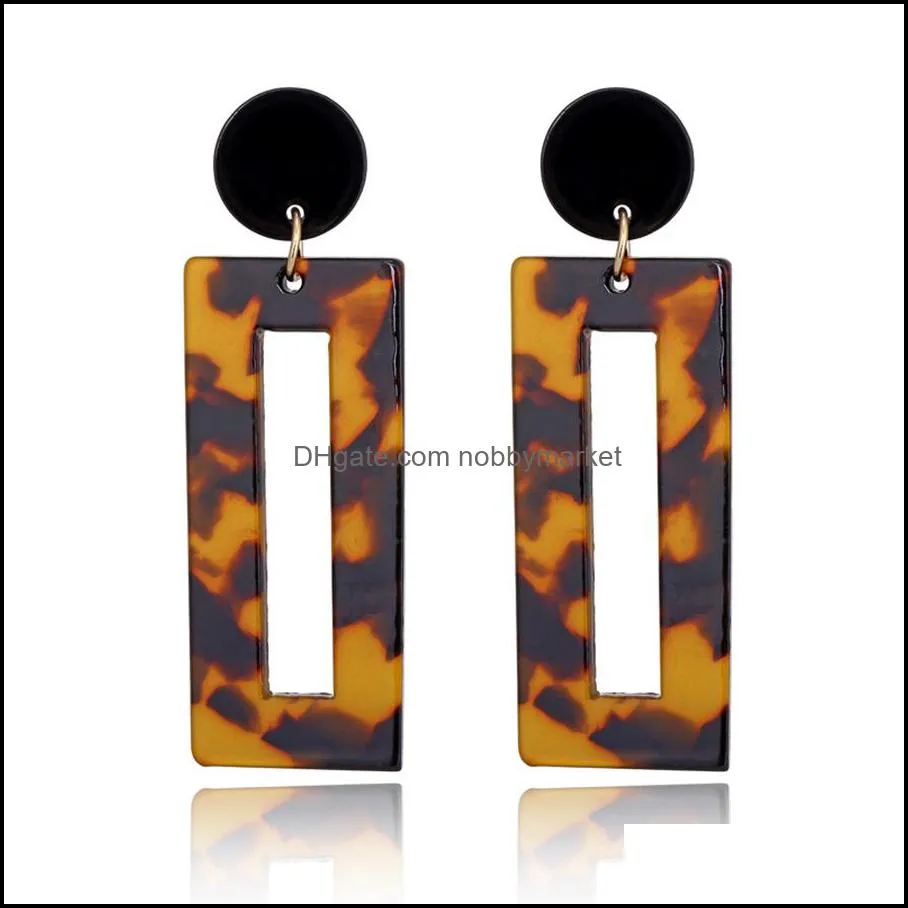 New Leopard Print Acrylic Acetic Acid Sheet Dangle Earrings For women Geometric Circle Square Long Drop statement Earrings Boho