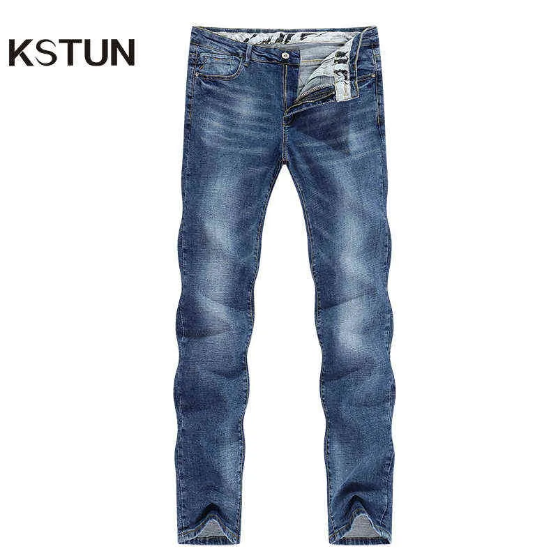 Mens Jeans Slim Straight Blue Stretch Spring And Autumn Jeans Male Fashion Business Casual Pants Men's Trousers Men Clothing G0104