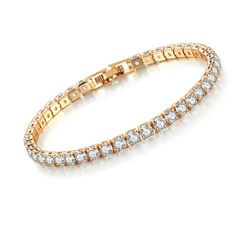 Bracciale Tennis Regolabile Con Zirconia Cubica AAA+ – Ottone Placcato Platino – Gioiello Elegante Per Fidanzamento, Matrimonio, Festa
