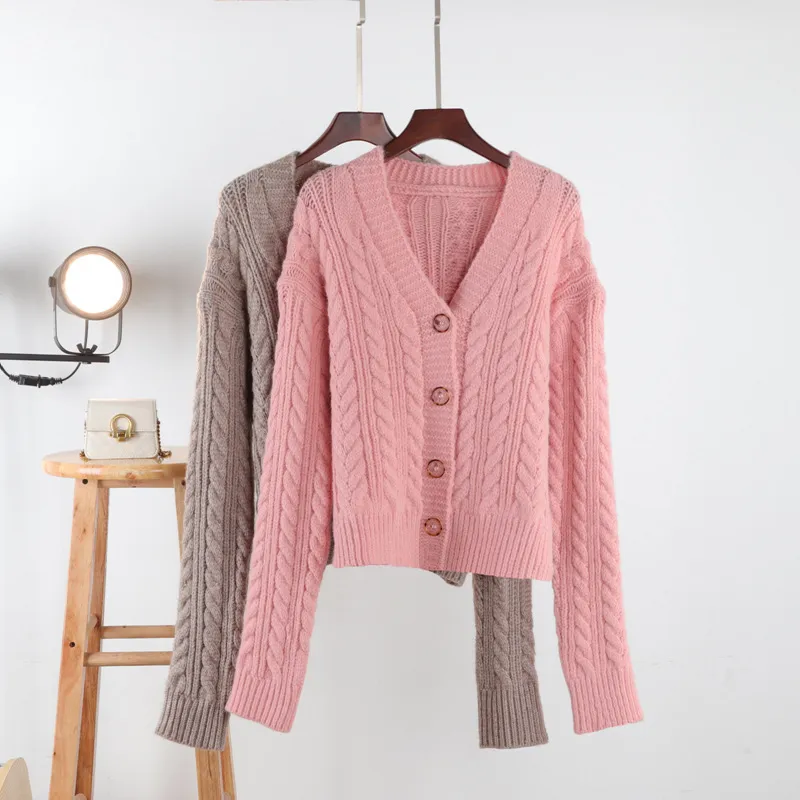 Twist Sweater Cardigans For Womens Thick Knit Coat Loose Lazy Ladies Warm Cardigan Autumn Winter V Neck 210420 From 62 26 DHgate